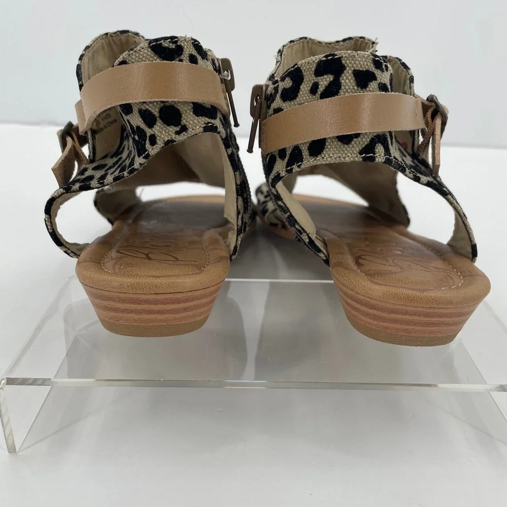 Blowfish Malibu Womens B130 Sandals Sz. 8 Leopard Print‎ Tan NWOT Buckle Zip